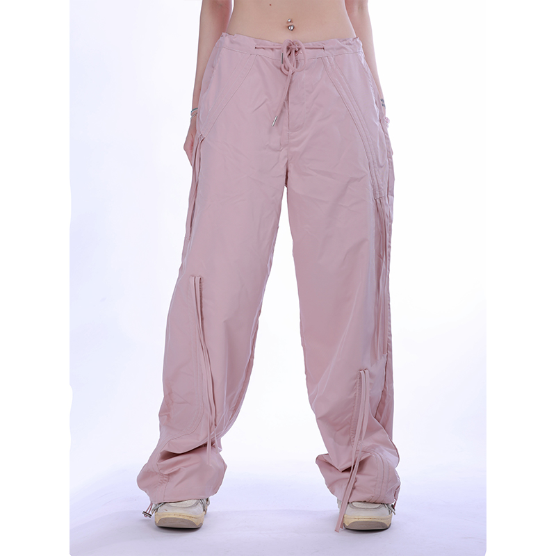 Trendy Wide-Leg Sports Pants for Women with Butterfly Knot Detail – Versatile Straight Leg American Design Trendy Wide-Leg Sports Pants for Women with Butterfly Knot Detail – Versatile Straight Leg American Design