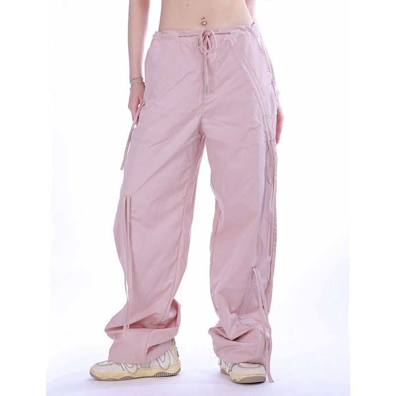 Trendy Wide-Leg Sports Pants for Women with Butterfly Knot Detail – Versatile Straight Leg American Design Trendy Wide-Leg Sports Pants for Women with Butterfly Knot Detail – Versatile Straight Leg American Design