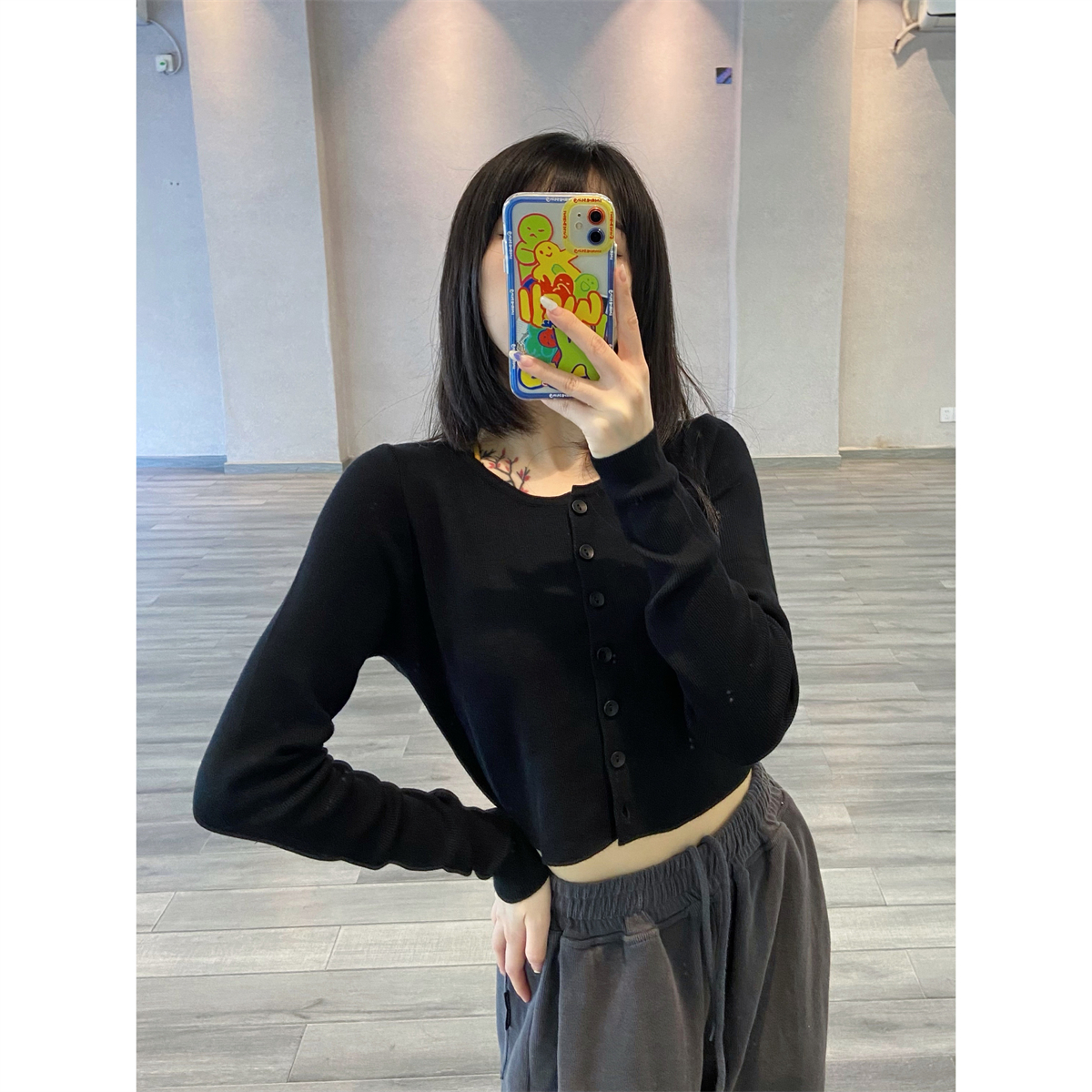 Trendy Women's Jazz Dance Top - Ultra-Short Knitted Cardigan, 2025 Fashion, Group Style, Chic Layering Piece Trendy Women's Jazz Dance Top - Ultra-Short Knitted Cardigan, 2025 Fashion, Group Style, Chic Layering Piece