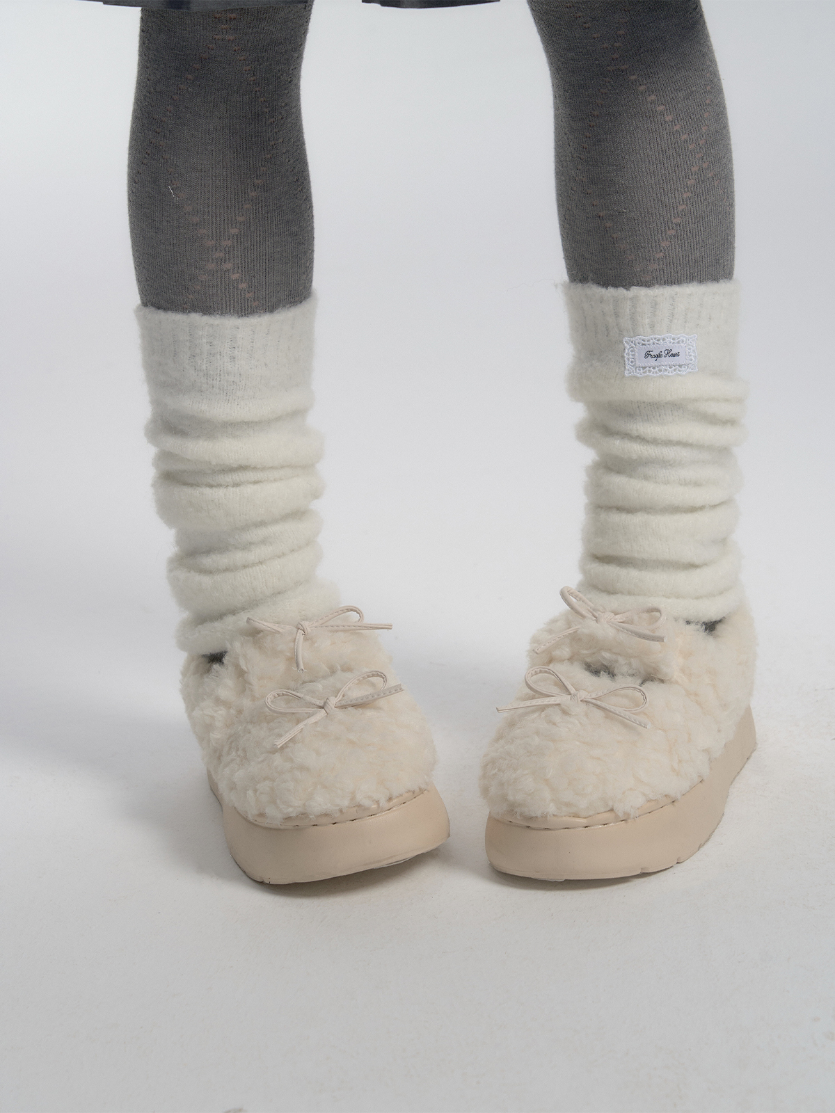 Two-Color Knitted Sock Sleeves - Soft Pile Socks for Cozy Layering - Perfect for Y2K and Korean Style Fashion