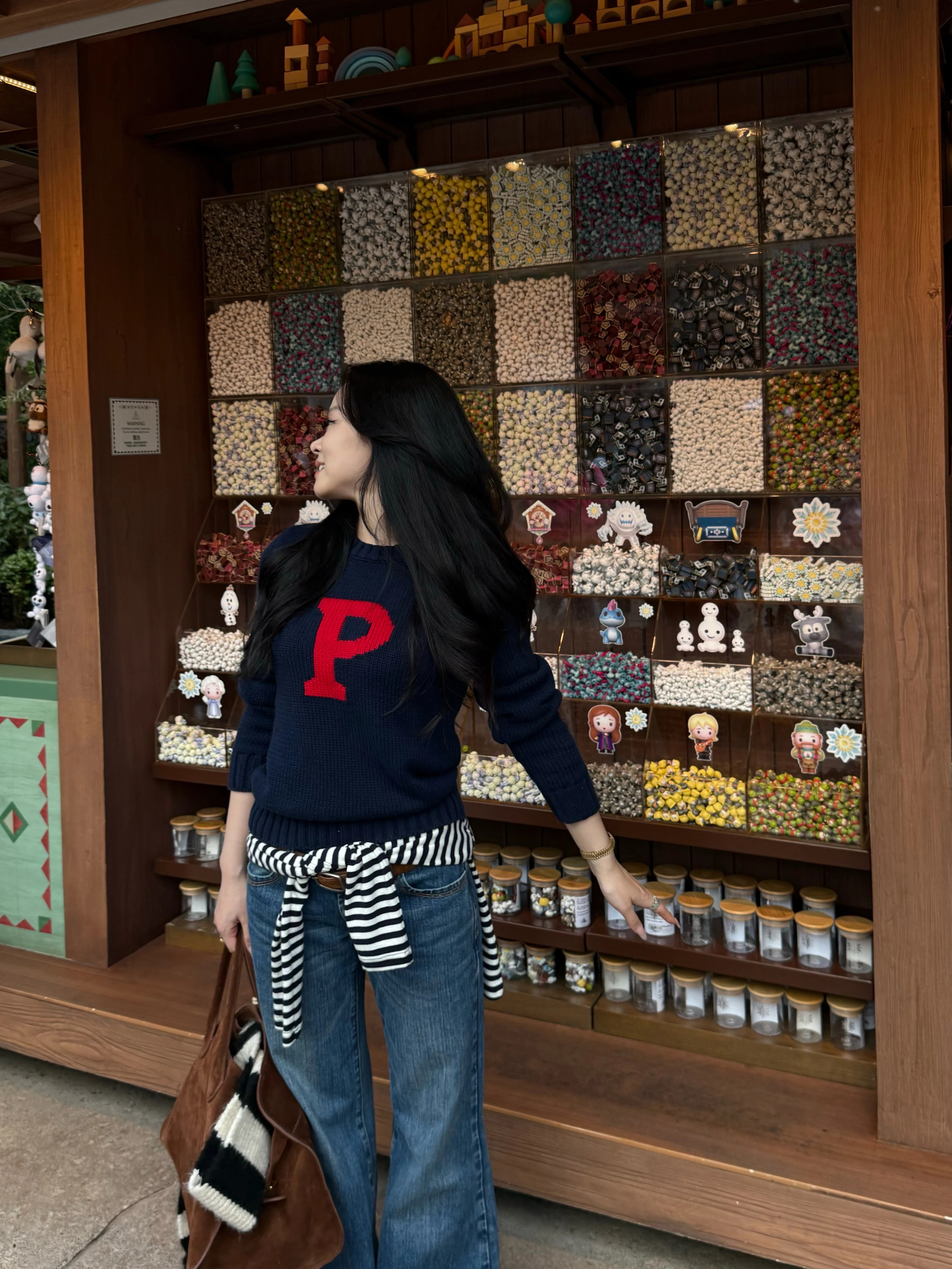 Two-Color Retro Letter Sweater - Slimming Straight Shoulder Fit for Magical World Vibes - Trendy Y2K Style Two-Color Retro Letter Sweater - Slimming Straight Shoulder Fit for Magical World Vibes - Trendy Y2K Style