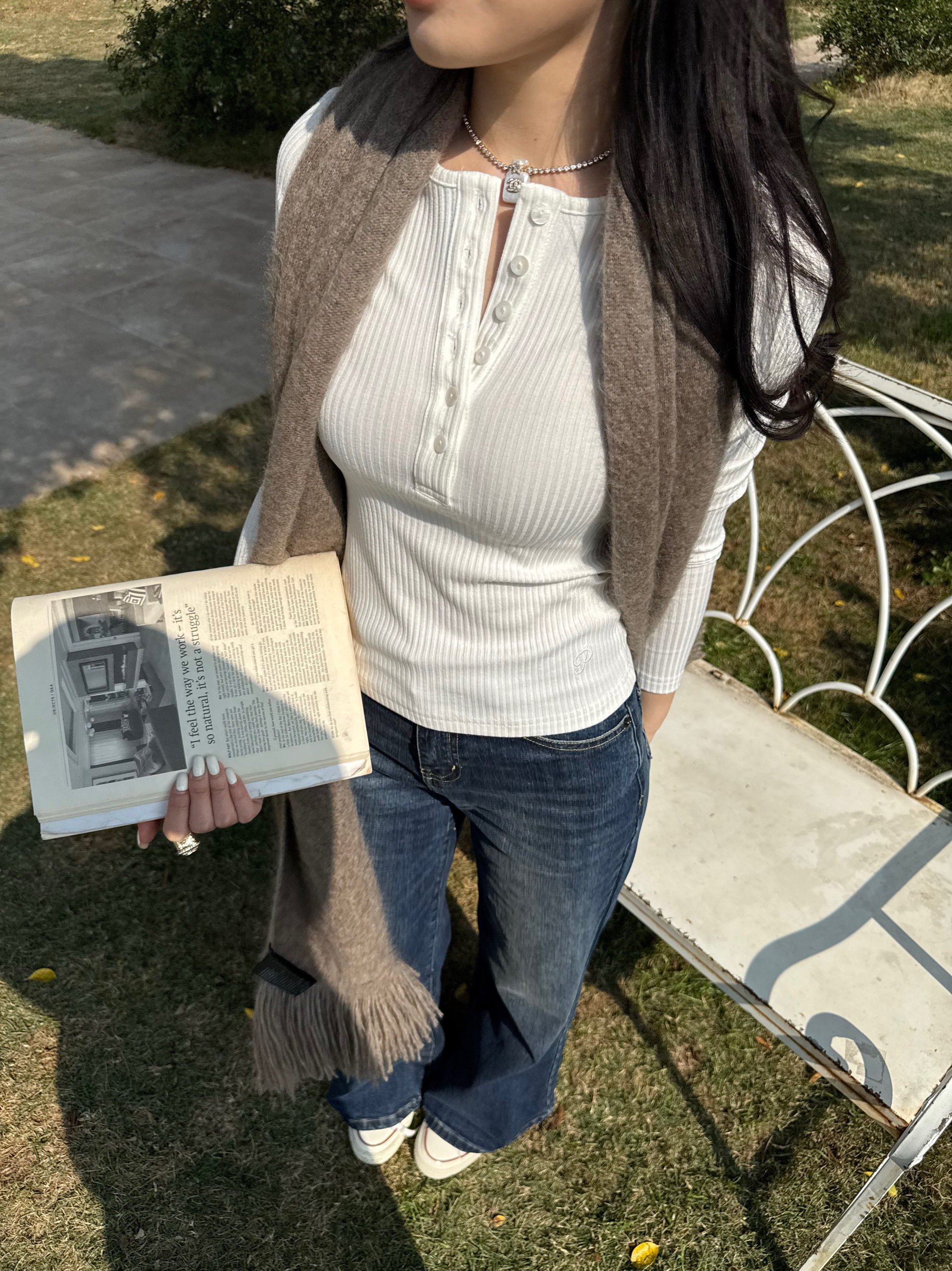 Two-Color Striped Knitted Henley Shirt - Sleek Minimalist Office Siren Style for Modern Chic Fashion Two-Color Striped Knitted Henley Shirt - Sleek Minimalist Office Siren Style for Modern Chic Fashion