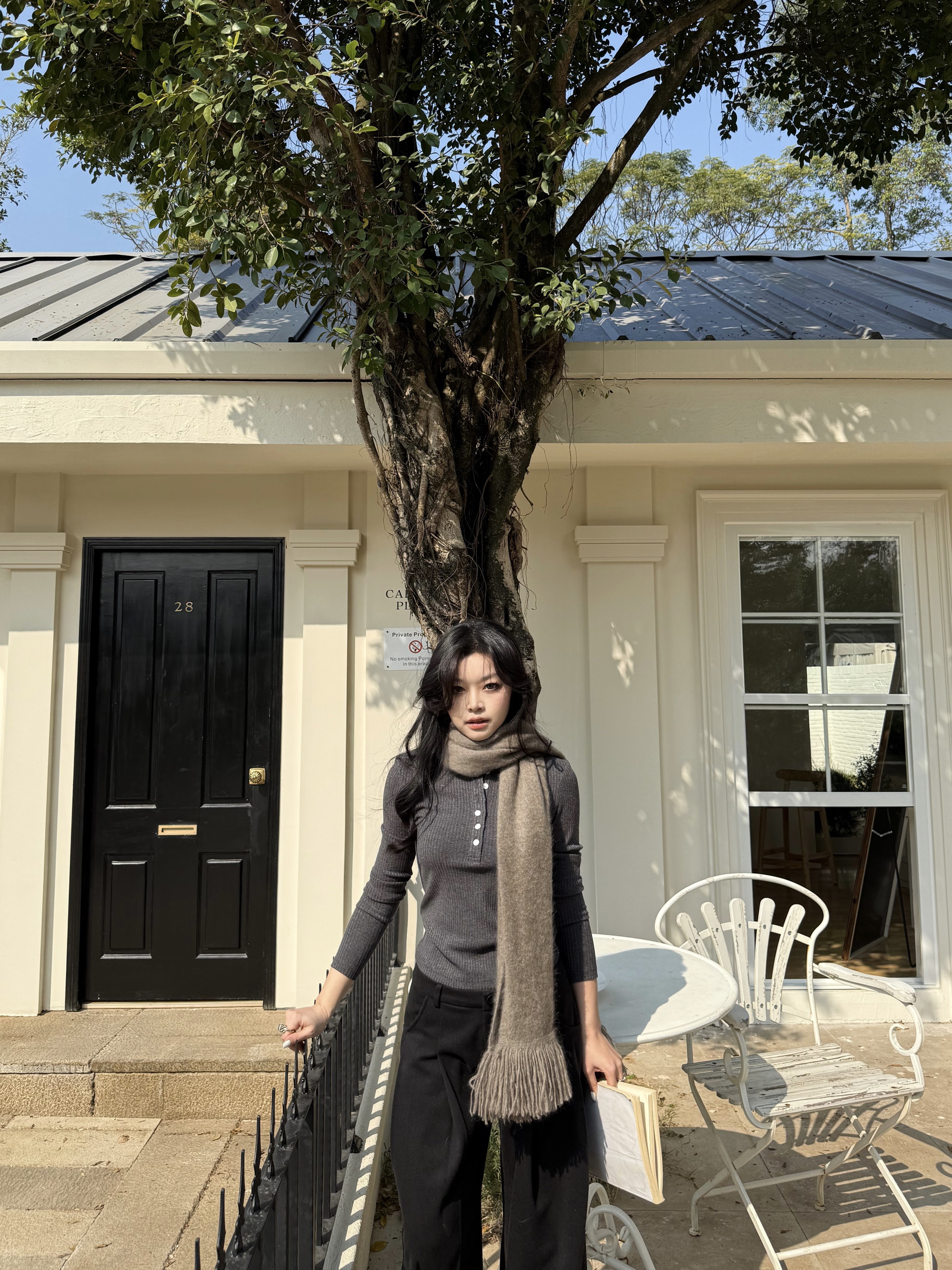 Two-Color Striped Knitted Henley Shirt - Sleek Minimalist Office Siren Style for Modern Chic Fashion Two-Color Striped Knitted Henley Shirt - Sleek Minimalist Office Siren Style for Modern Chic Fashion