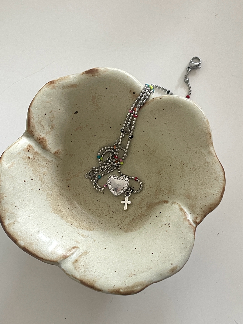 Two-in-One Candy Color Beaded Heart Cross Pendant Necklace - Korean Style Y2K Niche Design Jewelry Two-in-One Candy Color Beaded Heart Cross Pendant Necklace - Korean Style Y2K Niche Design Jewelry