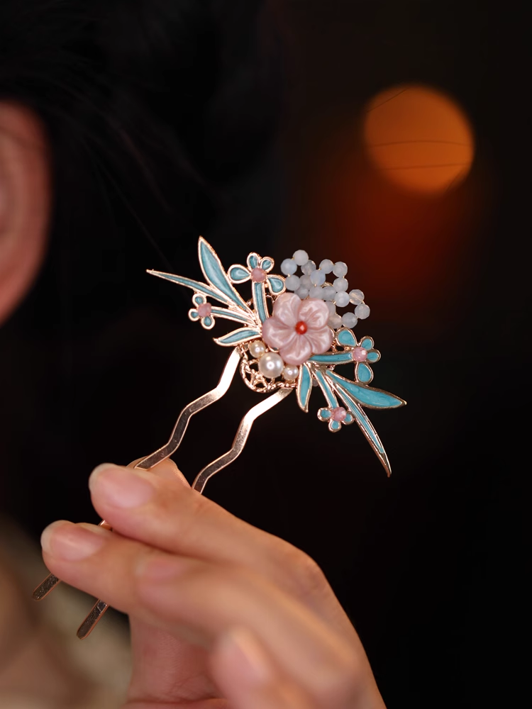 U-Shaped Blue Enamel Hairpin - High-End Chinese Style Women's Ancient Hair Accessory for Qipao U-Shaped Blue Enamel Hairpin - High-End Chinese Style Women's Ancient Hair Accessory for Qipao