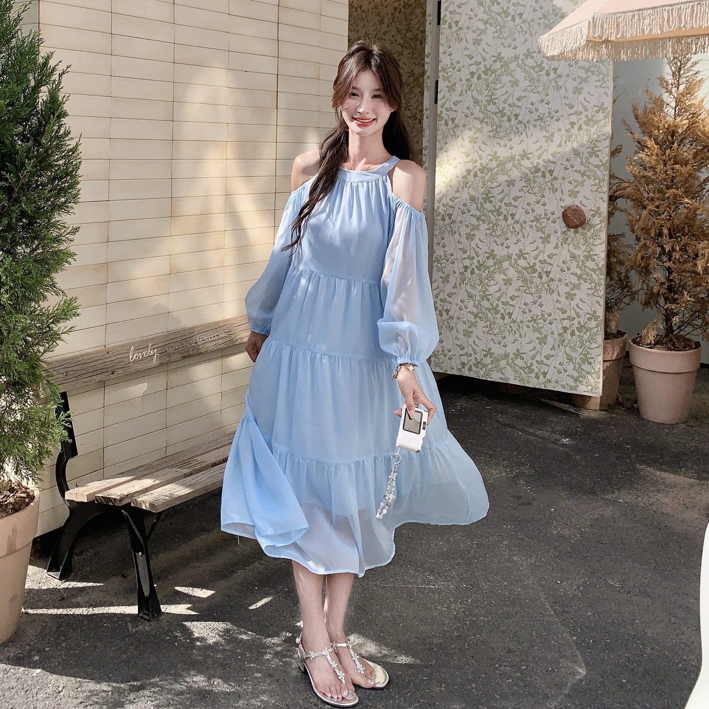 Ultra-Fairy Off-Shoulder Blue Dress for Women - French Style Summer 2025, Elegant Sweet Youthful Fashion