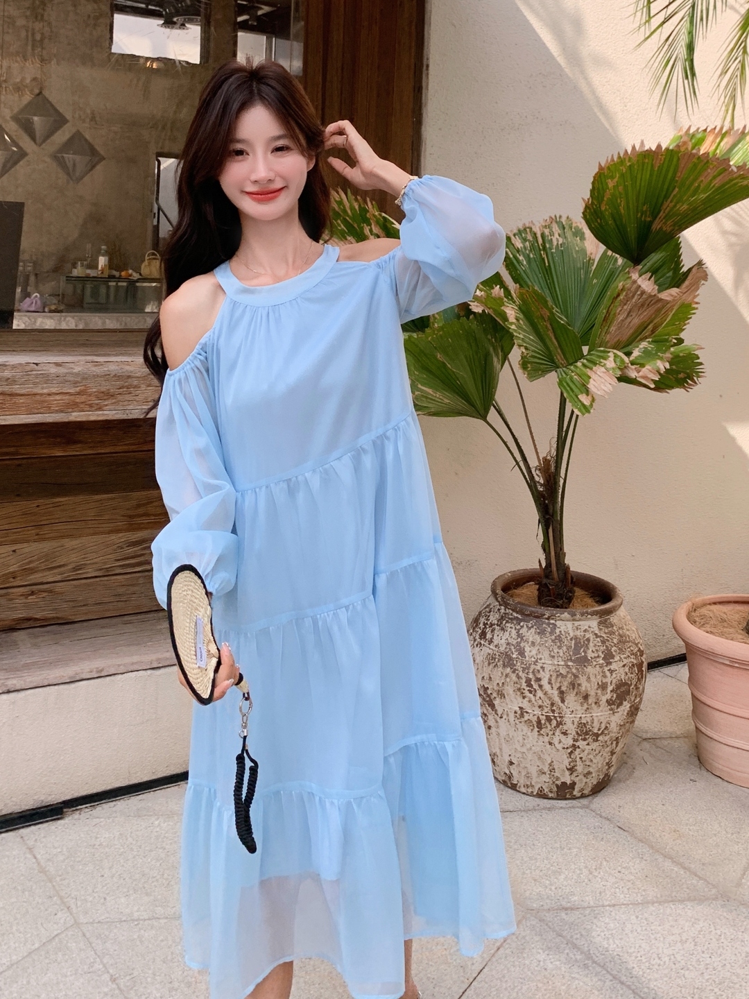 Ultra-Fairy Off-Shoulder Blue Dress for Women - French Style Summer 2025, Elegant Sweet Youthful Fashion Ultra-Fairy Off-Shoulder Blue Dress for Women - French Style Summer 2025, Elegant Sweet Youthful Fashion
