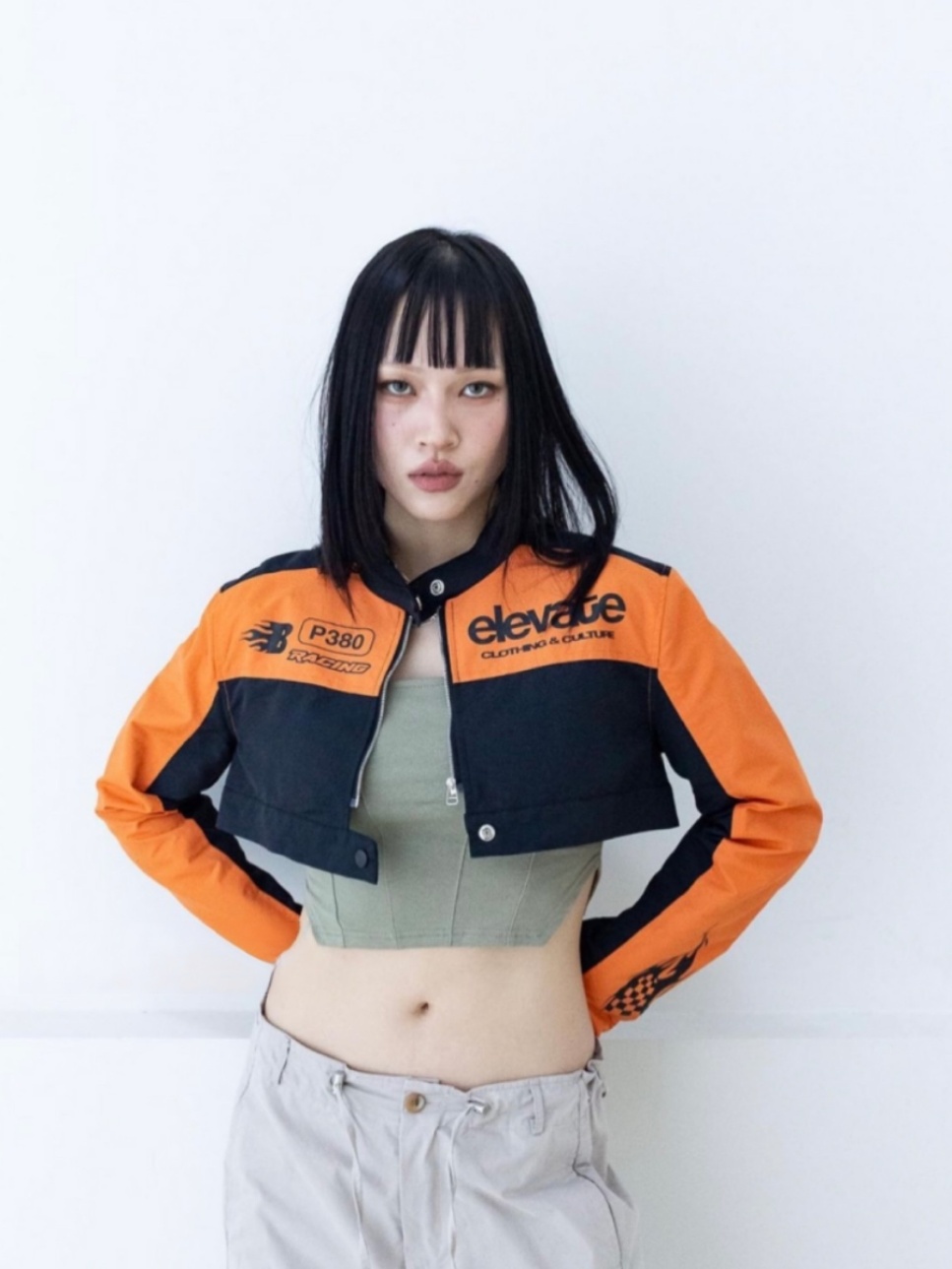 Unique Early Autumn Racing Short Motorcycle Jacket in ITZY Style - Casual Outerwear for Effortless Chic Unique Early Autumn Racing Short Motorcycle Jacket in ITZY Style - Casual Outerwear for Effortless Chic