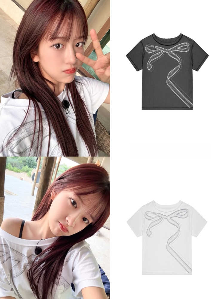 Unique Korean Style Sweet Bow Off-Shoulder Short Sleeve T-Shirt Top for Casual 90s Y2K Fashion Unique Korean Style Sweet Bow Off-Shoulder Short Sleeve T-Shirt Top for Casual 90s Y2K Fashion