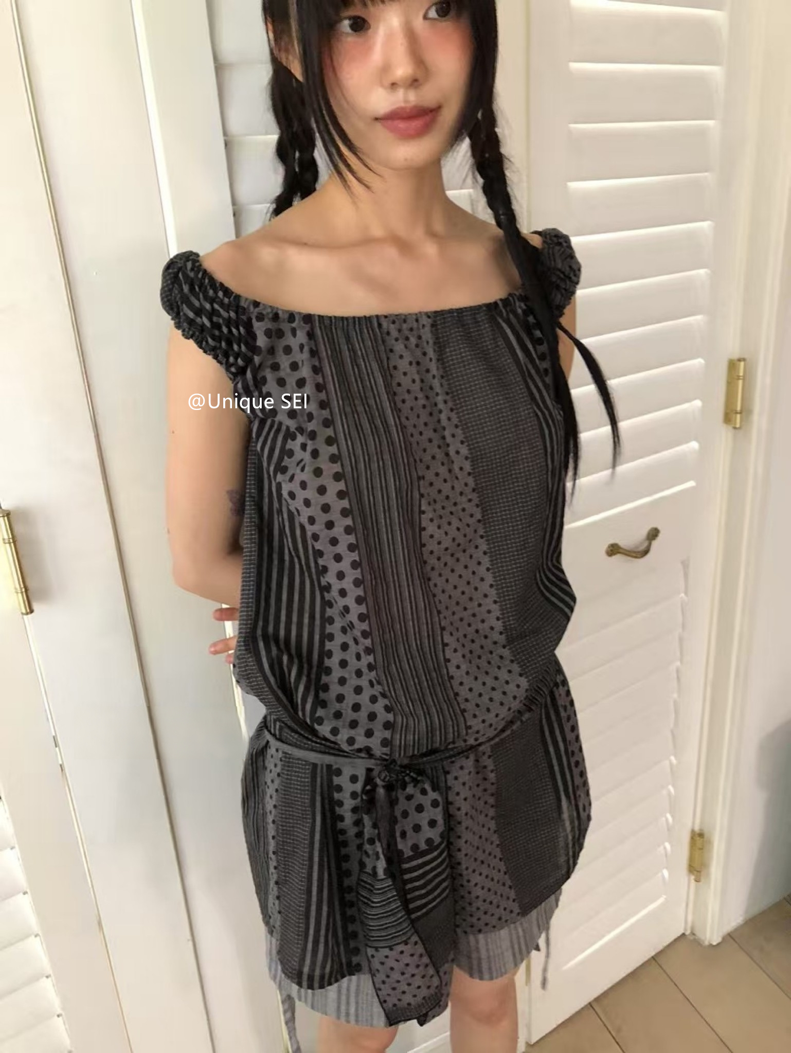 Unique Retro Vertical Stripe Check Polka Dot Patchwork Irregular Sleeveless Dress - Casual Versatile Y2K Style Fashion Unique Retro Vertical Stripe Check Polka Dot Patchwork Irregular Sleeveless Dress - Casual Versatile Y2K Style Fashion