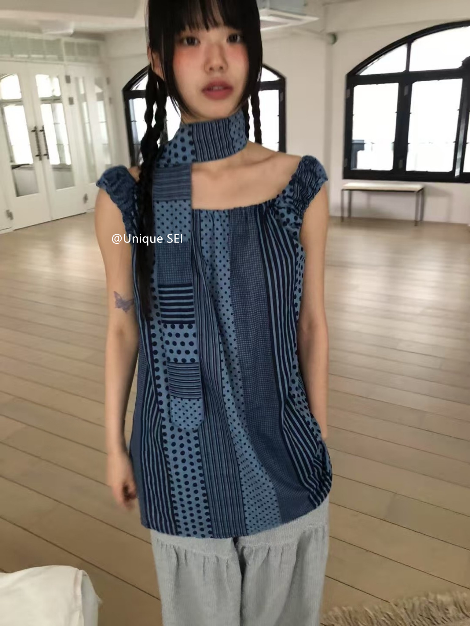 Unique Retro Vertical Stripe Check Polka Dot Patchwork Irregular Sleeveless Dress - Casual Versatile Y2K Style Fashion Unique Retro Vertical Stripe Check Polka Dot Patchwork Irregular Sleeveless Dress - Casual Versatile Y2K Style Fashion