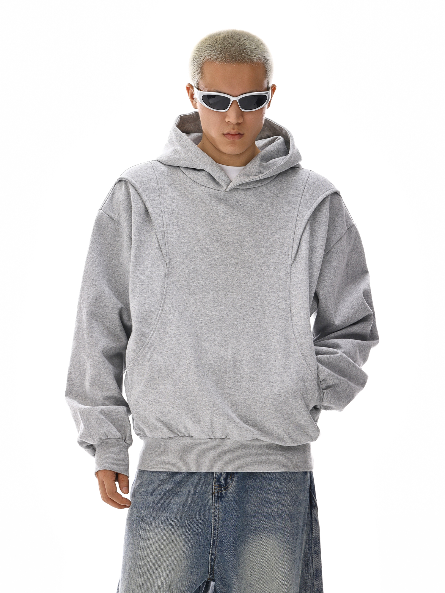 Unisex Boxy Commuter Hoodie in Solid Color - Loose Fit American Casual Style for Autumn and Winter