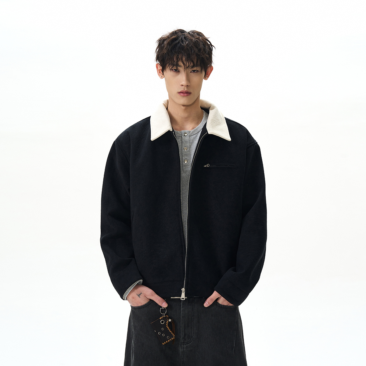 Unisex Boxy Short Suede Detroit Jacket - American High Street Clean Fit Premium Coat for Effortless Style