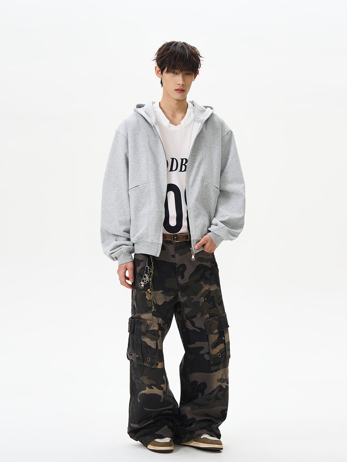 Unisex Deconstructed Zip-Up Hoodie - American Street Style Boxy Short Cardigan Jacket Unisex Deconstructed Zip-Up Hoodie - American Street Style Boxy Short Cardigan Jacket