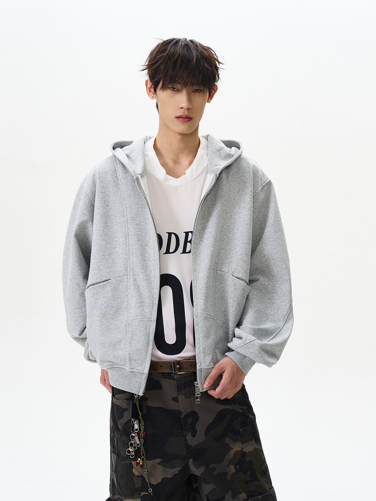 Unisex Deconstructed Zip-Up Hoodie - American Street Style Boxy Short Cardigan Jacket Unisex Deconstructed Zip-Up Hoodie - American Street Style Boxy Short Cardigan Jacket