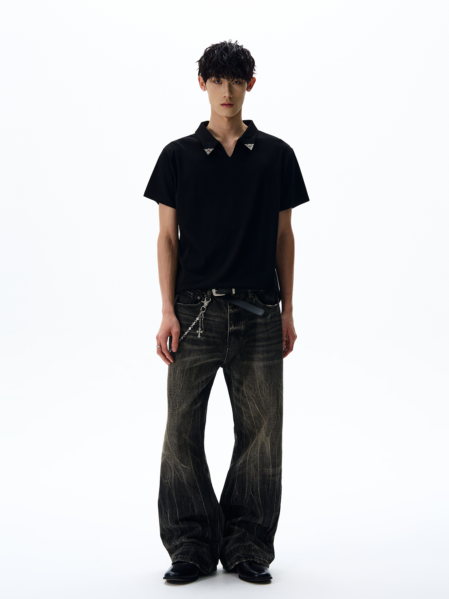 Unisex Knitted Polo Shirt - American Street Style, Short Sleeve, Loose Fit, Trendy Summer Top for Casual Wear Unisex Knitted Polo Shirt - American Street Style, Short Sleeve, Loose Fit, Trendy Summer Top for Casual Wear