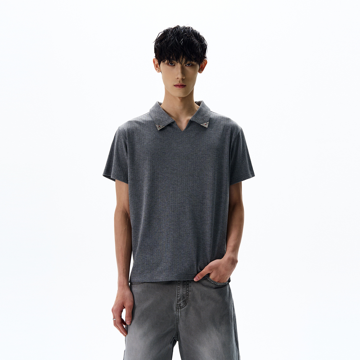 Unisex Knitted Polo Shirt - American Street Style, Short Sleeve, Loose Fit, Trendy Summer Top for Casual Wear