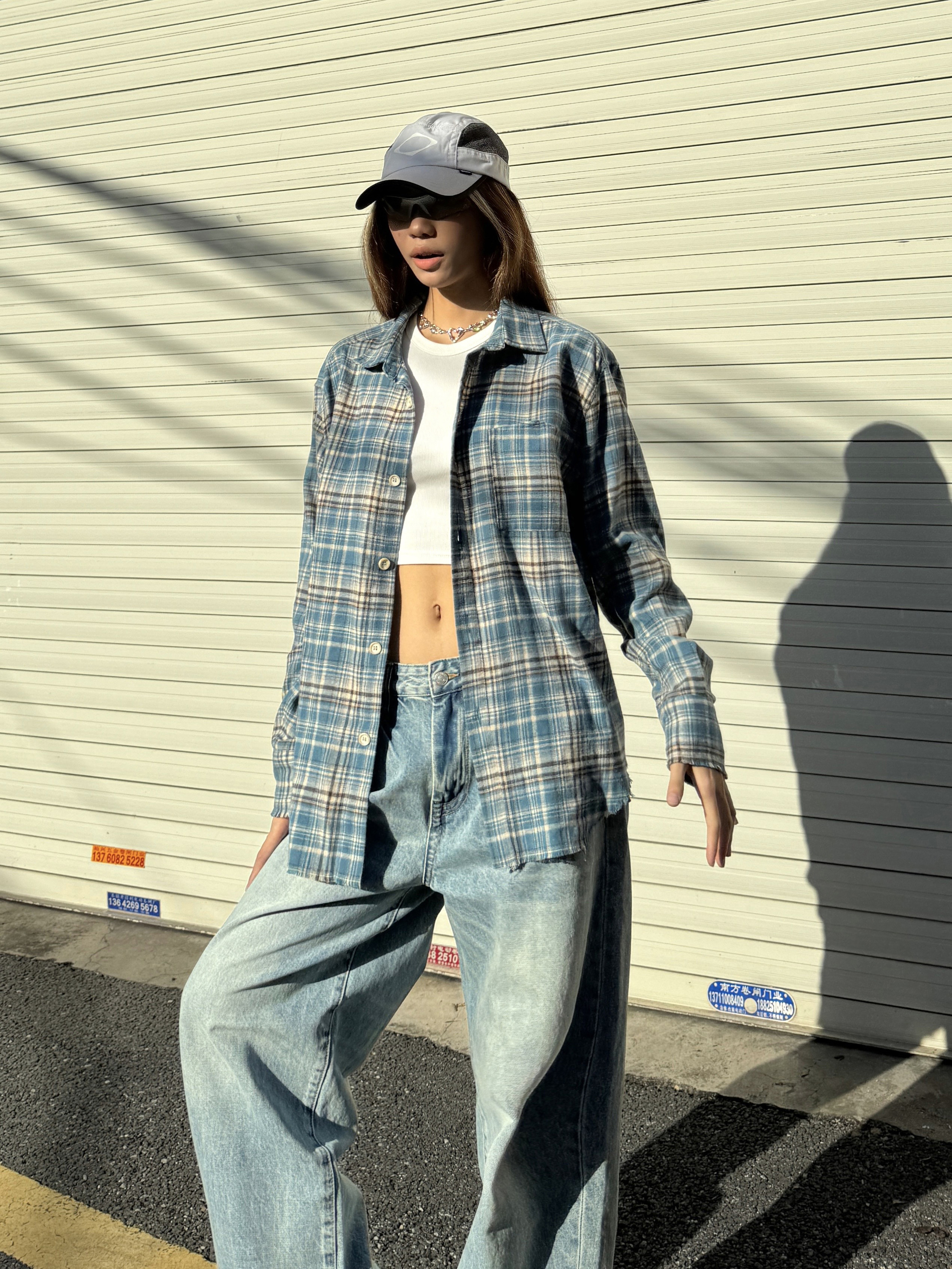 Unisex Loose Fit Plaid Shirt in American Retro Street Style - Casual and Trendy for 90s and Y2K Fashion Lovers Unisex Loose Fit Plaid Shirt in American Retro Street Style - Casual and Trendy for 90s and Y2K Fashion Lovers