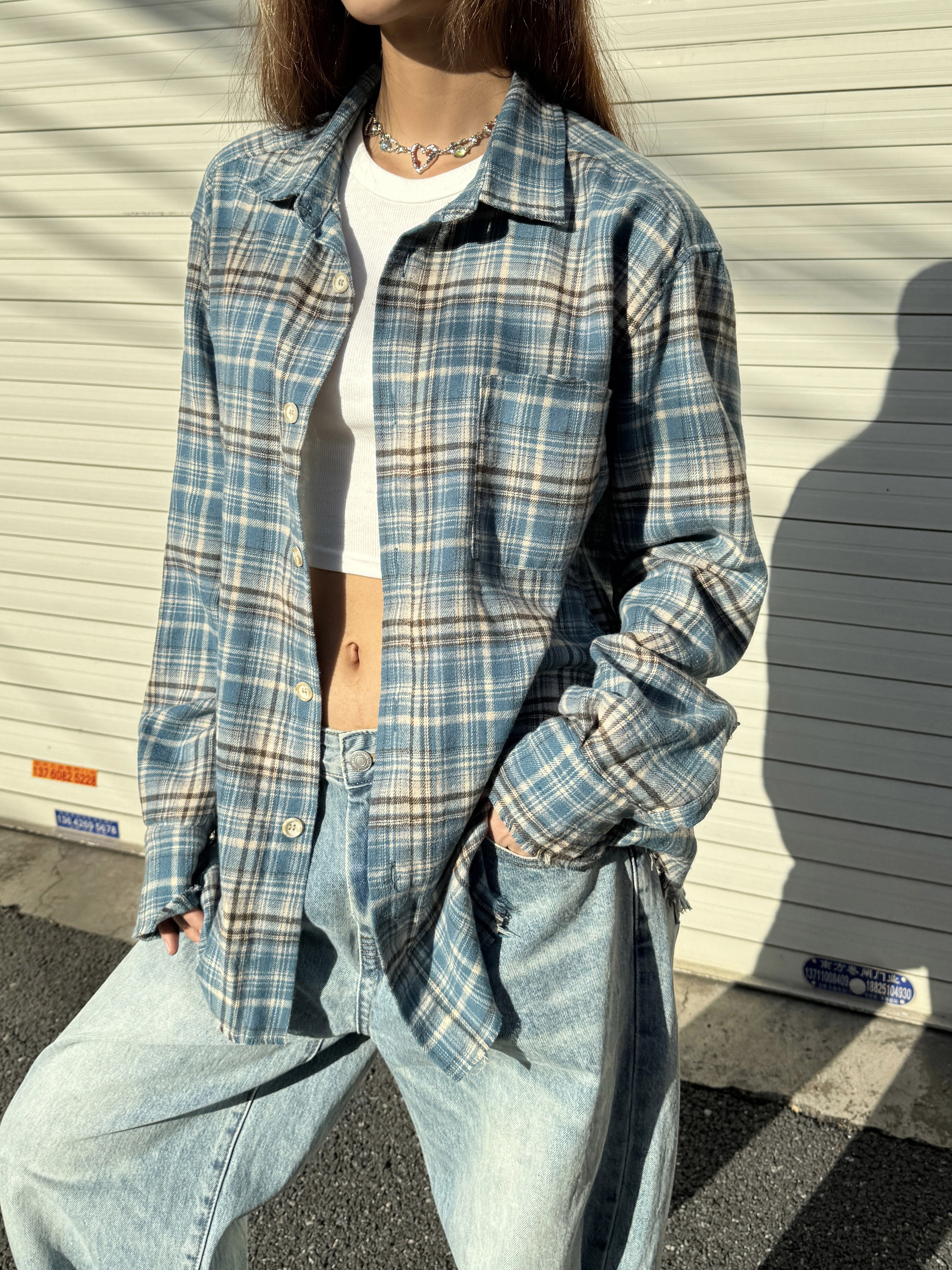 Unisex Loose Fit Plaid Shirt in American Retro Street Style - Casual and Trendy for 90s and Y2K Fashion Lovers Unisex Loose Fit Plaid Shirt in American Retro Street Style - Casual and Trendy for 90s and Y2K Fashion Lovers
