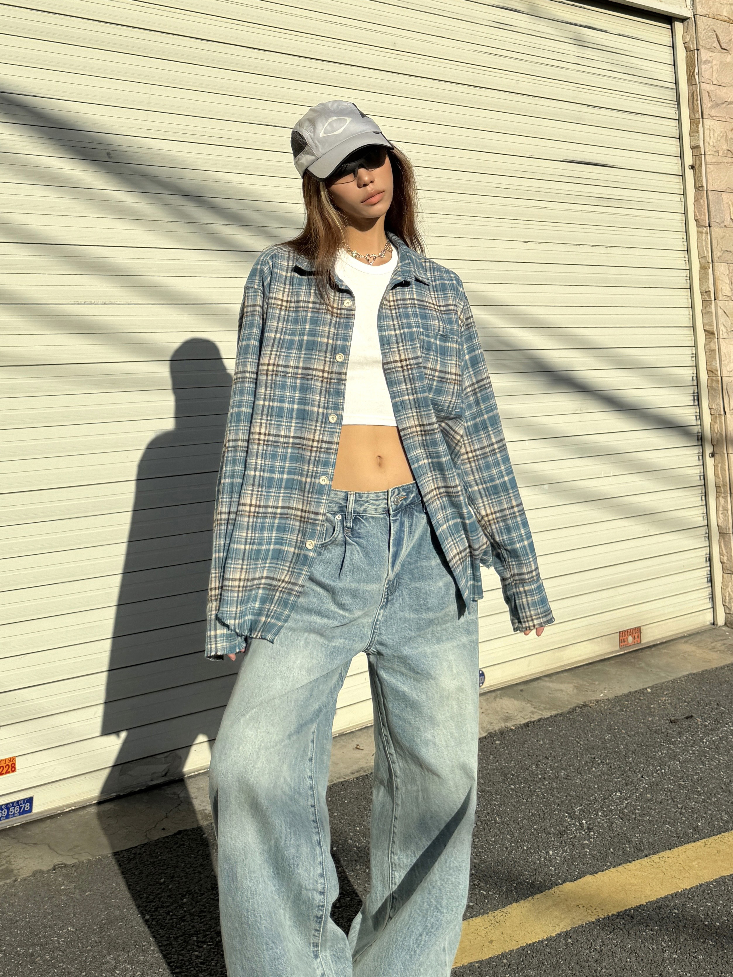 Unisex Loose Fit Plaid Shirt in American Retro Street Style - Casual and Trendy for 90s and Y2K Fashion Lovers Unisex Loose Fit Plaid Shirt in American Retro Street Style - Casual and Trendy for 90s and Y2K Fashion Lovers