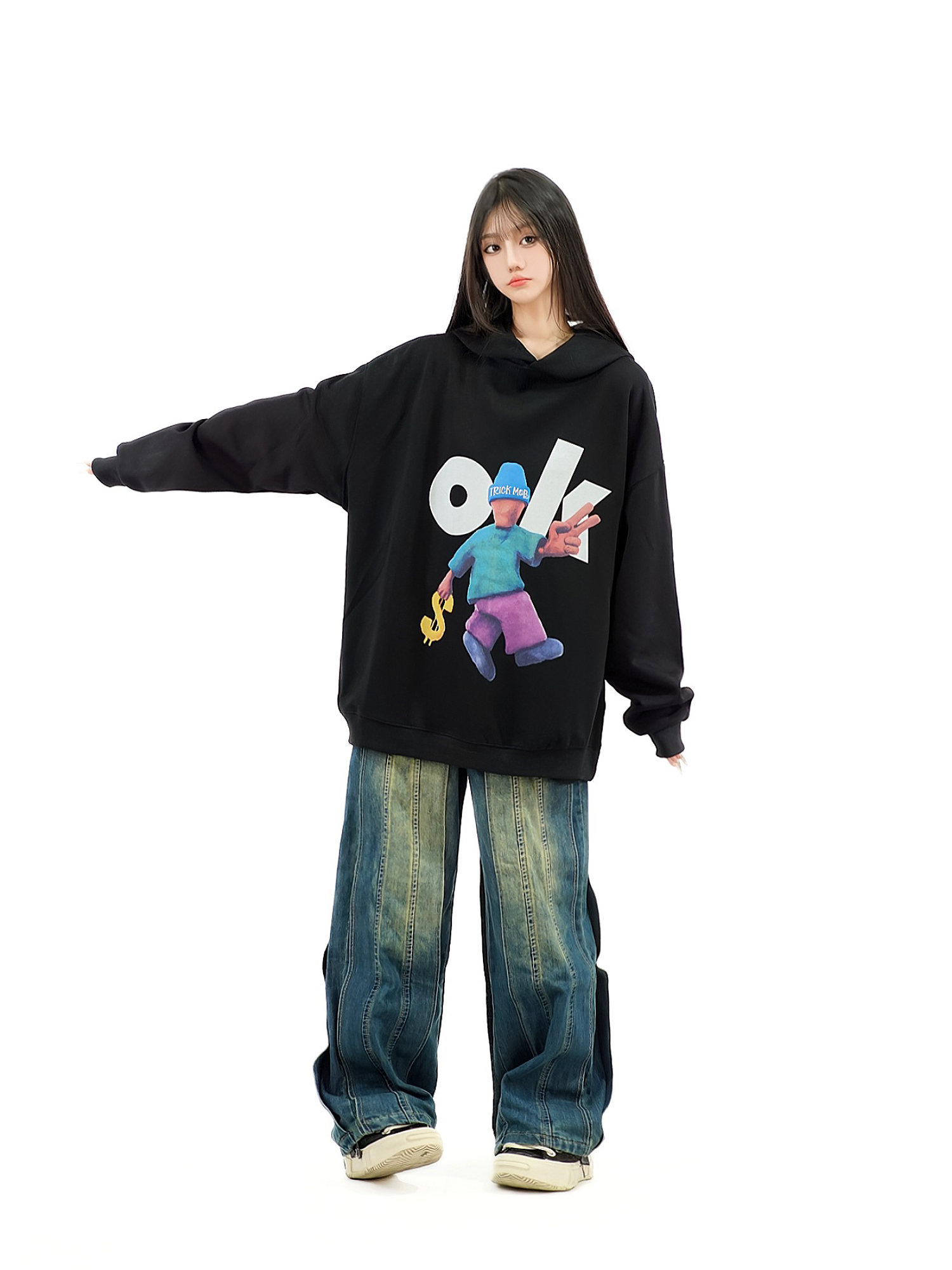 Unisex Retro Cartoon Hoodie with Fun Amoeba Print - Oversized Autumn Sweatshirt for Skateboard and Street Style Unisex Retro Cartoon Hoodie with Fun Amoeba Print - Oversized Autumn Sweatshirt for Skateboard and Street Style