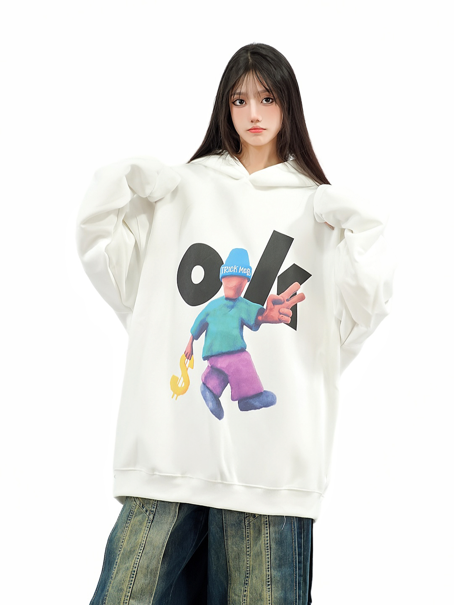 Unisex Retro Cartoon Hoodie with Fun Amoeba Print - Oversized Autumn Sweatshirt for Skateboard and Street Style Unisex Retro Cartoon Hoodie with Fun Amoeba Print - Oversized Autumn Sweatshirt for Skateboard and Street Style