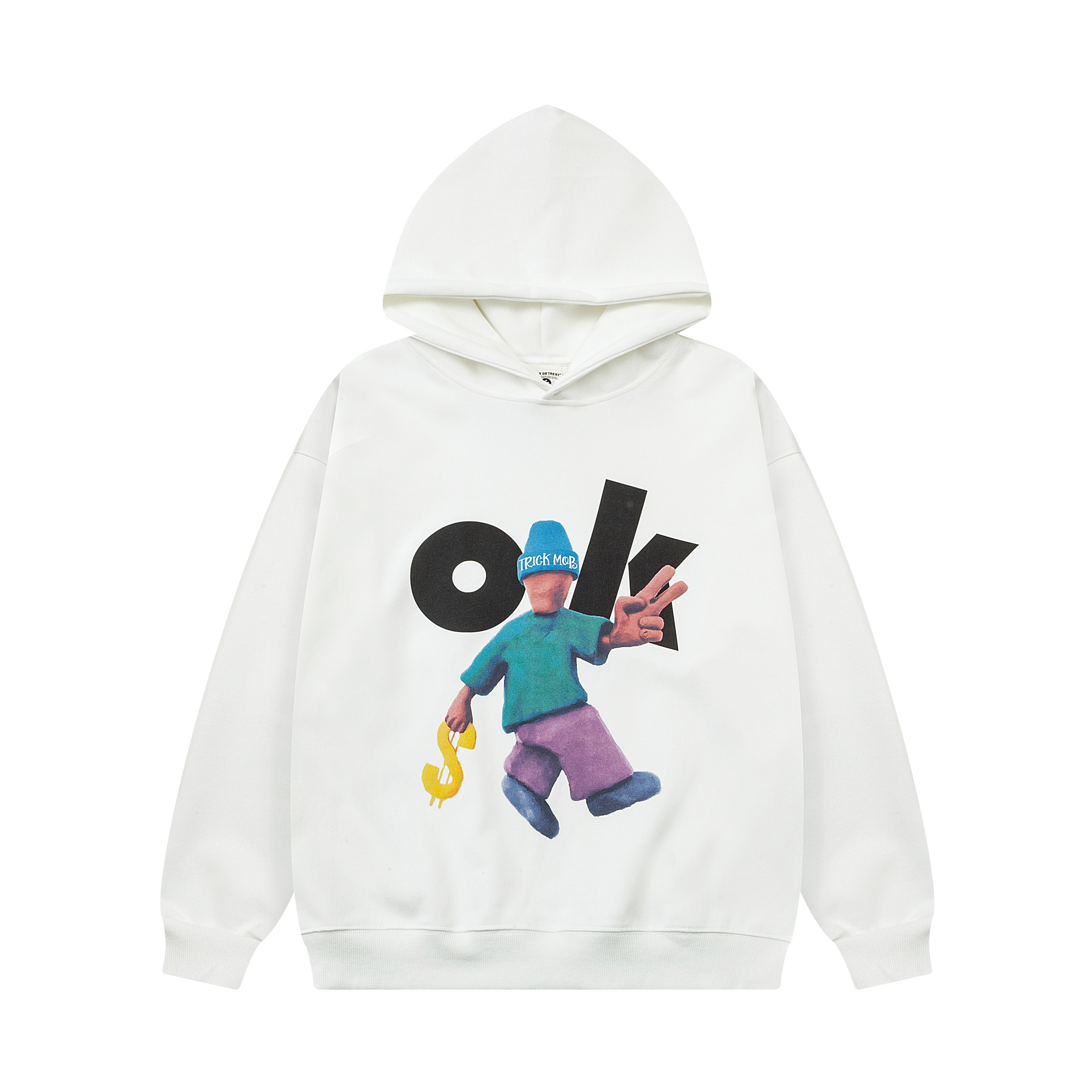 Unisex Retro Cartoon Hoodie with Fun Amoeba Print - Oversized Autumn Sweatshirt for Skateboard and Street Style