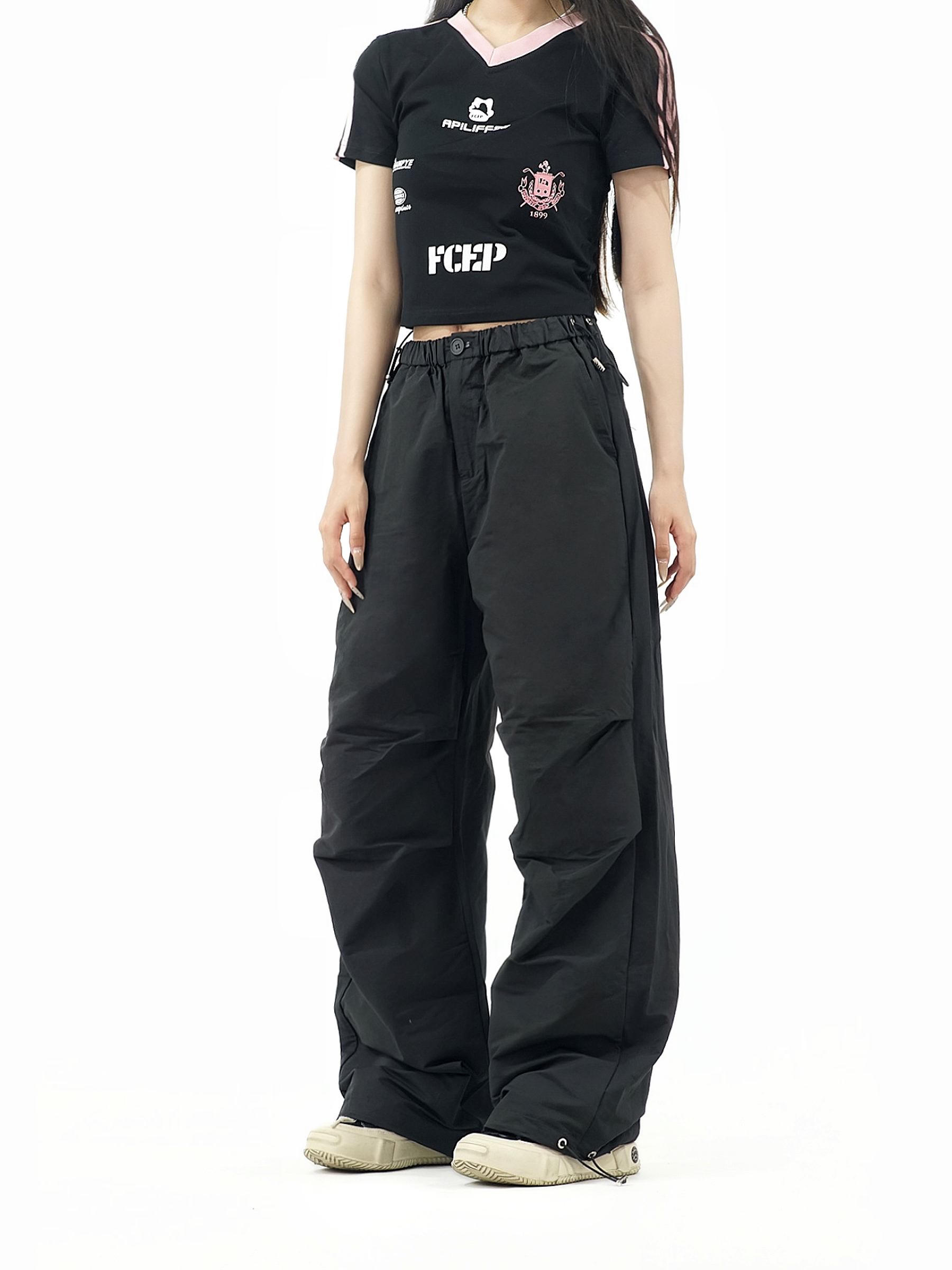 Unisex Retro Drawstring Cargo Pants - American Style, Straight Leg Wide-Leg, Pleated Loose Casual Workwear Unisex Retro Drawstring Cargo Pants - American Style, Straight Leg Wide-Leg, Pleated Loose Casual Workwear