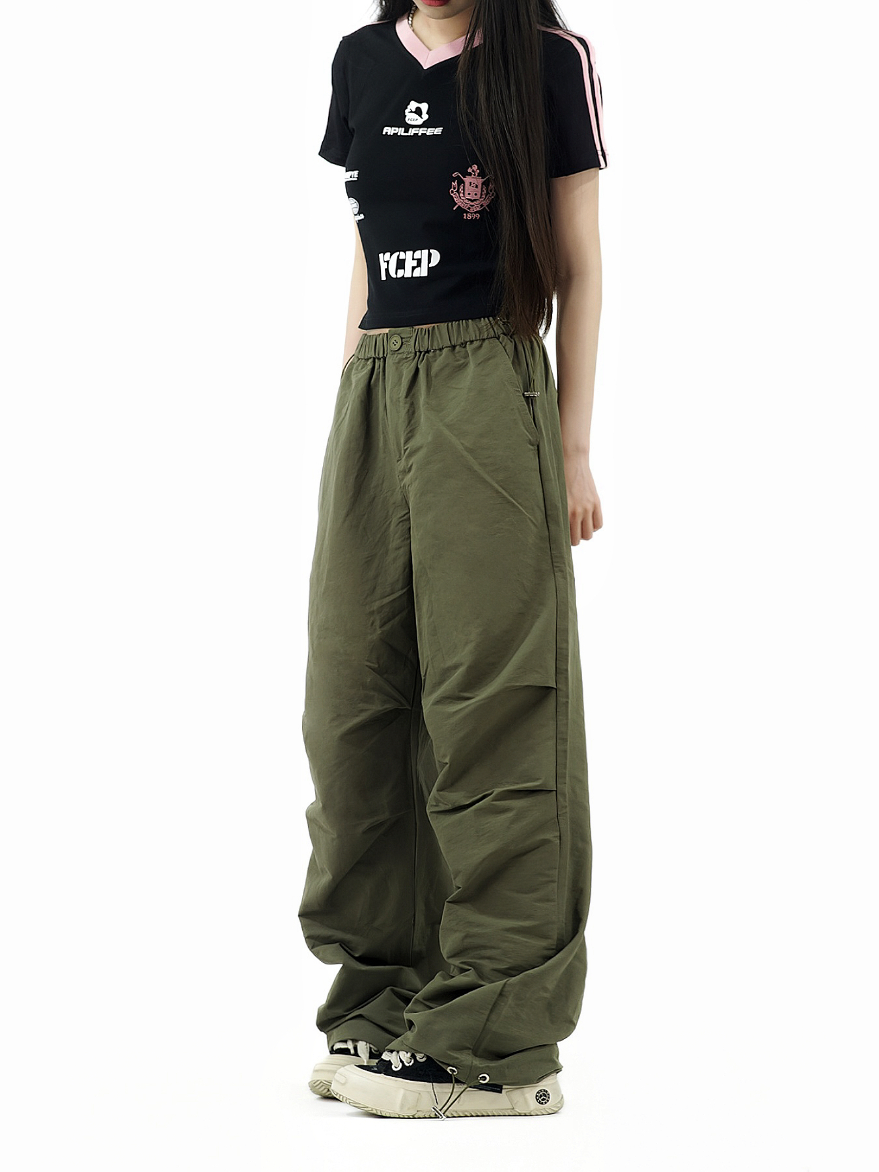 Unisex Retro Drawstring Cargo Pants - American Style, Straight Leg Wide-Leg, Pleated Loose Casual Workwear Unisex Retro Drawstring Cargo Pants - American Style, Straight Leg Wide-Leg, Pleated Loose Casual Workwear