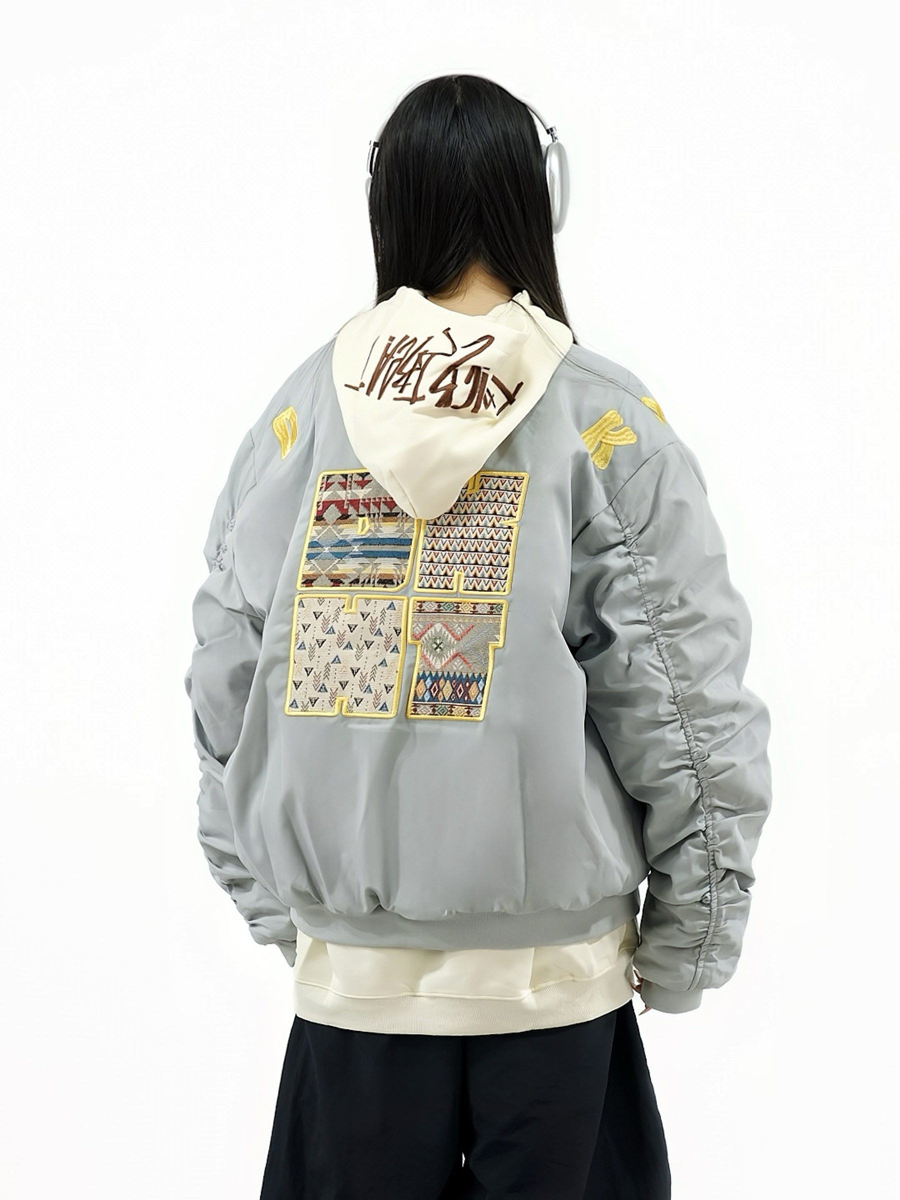 Unisex Retro Ethnic Patch Embroidery Flight Jacket - Thickened Cotton Winter Coat Unisex Retro Ethnic Patch Embroidery Flight Jacket - Thickened Cotton Winter Coat