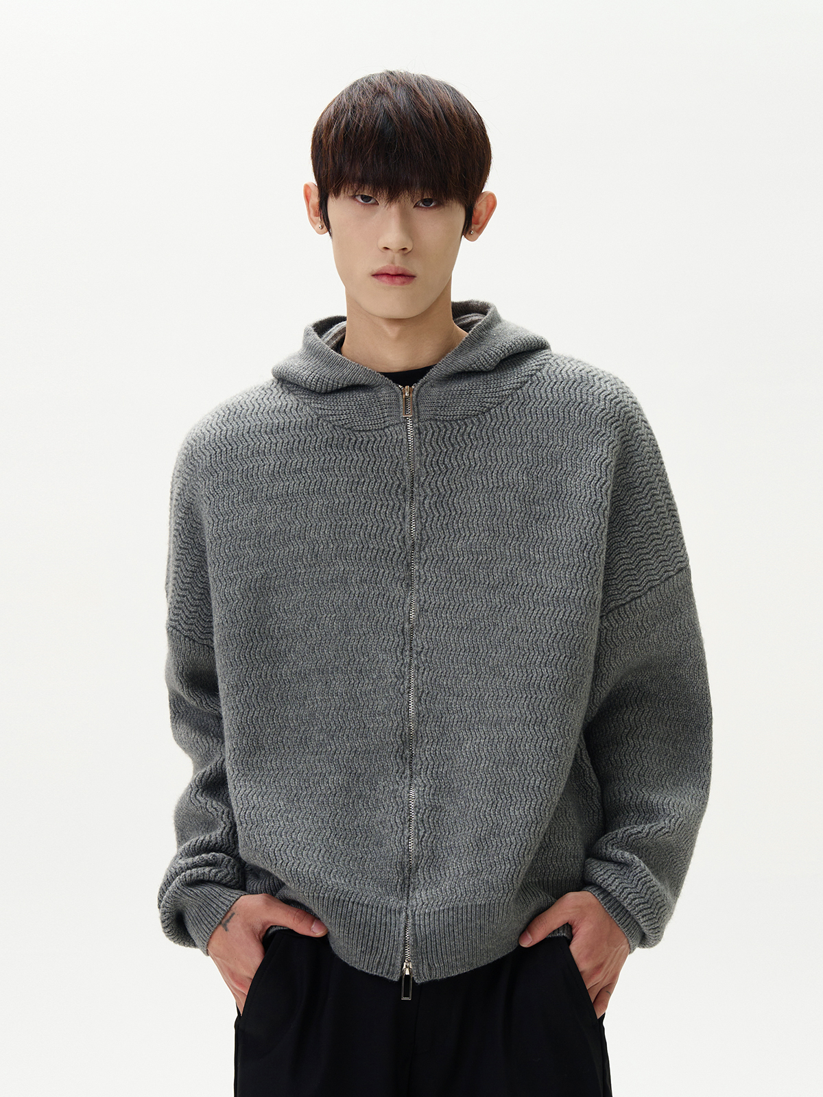 Unisex Retro Lazy Style Hooded Cardigan Sweater - Clean Fit Knitted Top for American High Street Fashion Unisex Retro Lazy Style Hooded Cardigan Sweater - Clean Fit Knitted Top for American High Street Fashion