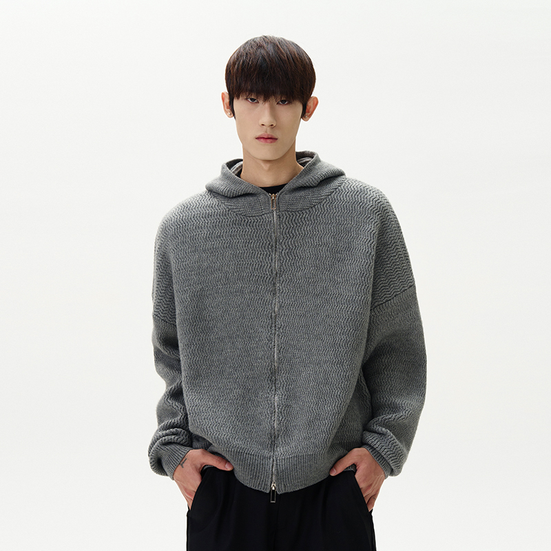 Unisex Retro Lazy Style Hooded Cardigan Sweater - Clean Fit Knitted Top for American High Street Fashion Unisex Retro Lazy Style Hooded Cardigan Sweater - Clean Fit Knitted Top for American High Street Fashion