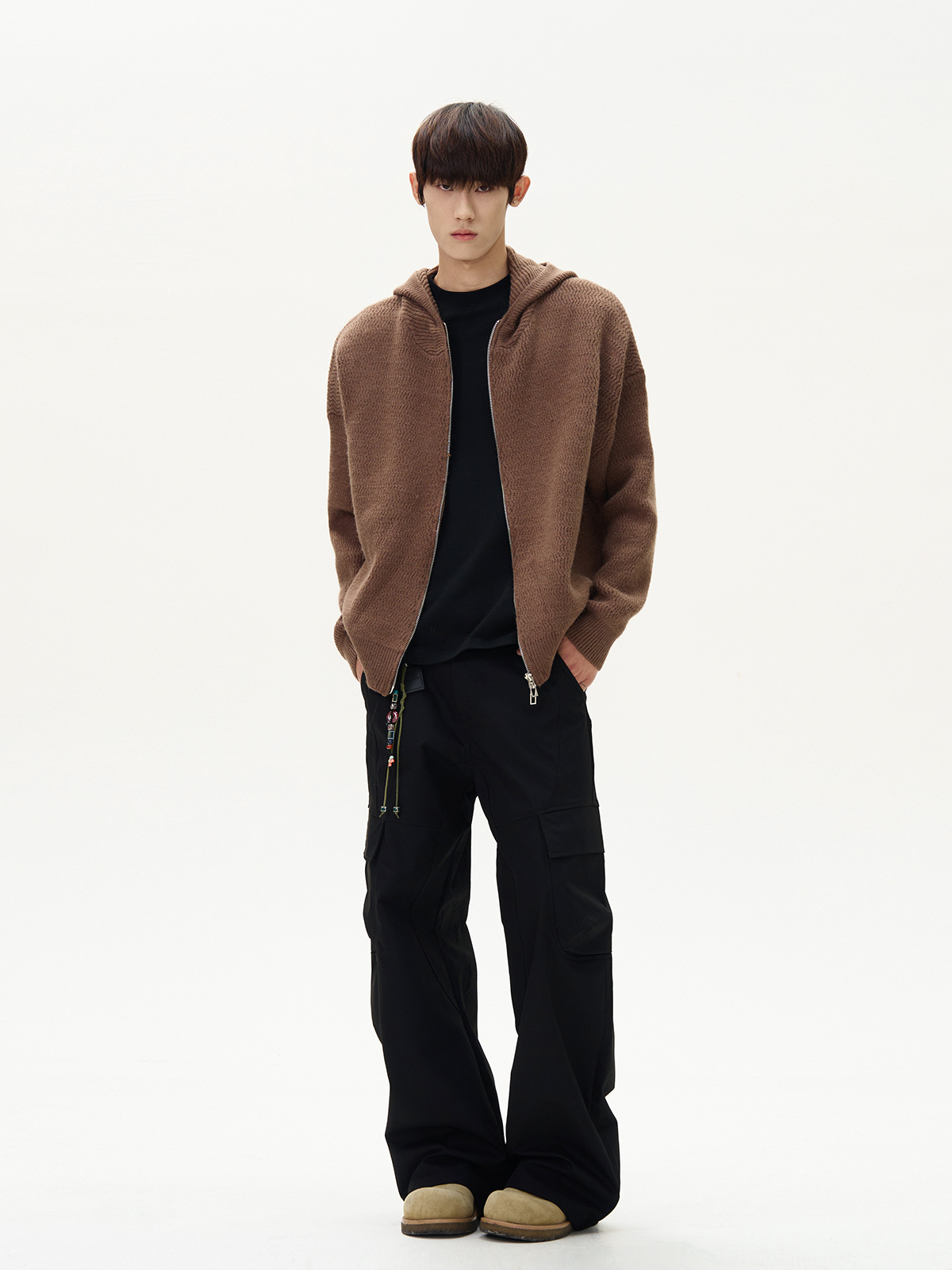 Unisex Retro Lazy Style Hooded Cardigan Sweater - Clean Fit Knitted Top for American High Street Fashion Unisex Retro Lazy Style Hooded Cardigan Sweater - Clean Fit Knitted Top for American High Street Fashion