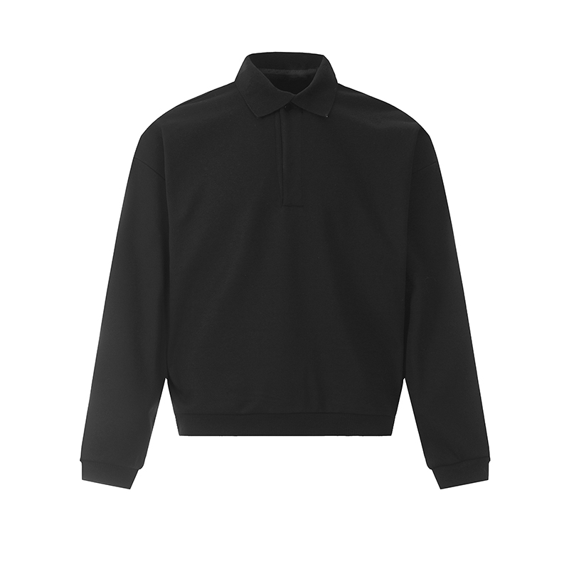 Unisex Retro Polo Collar Long Sleeve Sweatshirt - American Street Style Clean Fit, Versatile Loose Top Unisex Retro Polo Collar Long Sleeve Sweatshirt - American Street Style Clean Fit, Versatile Loose Top