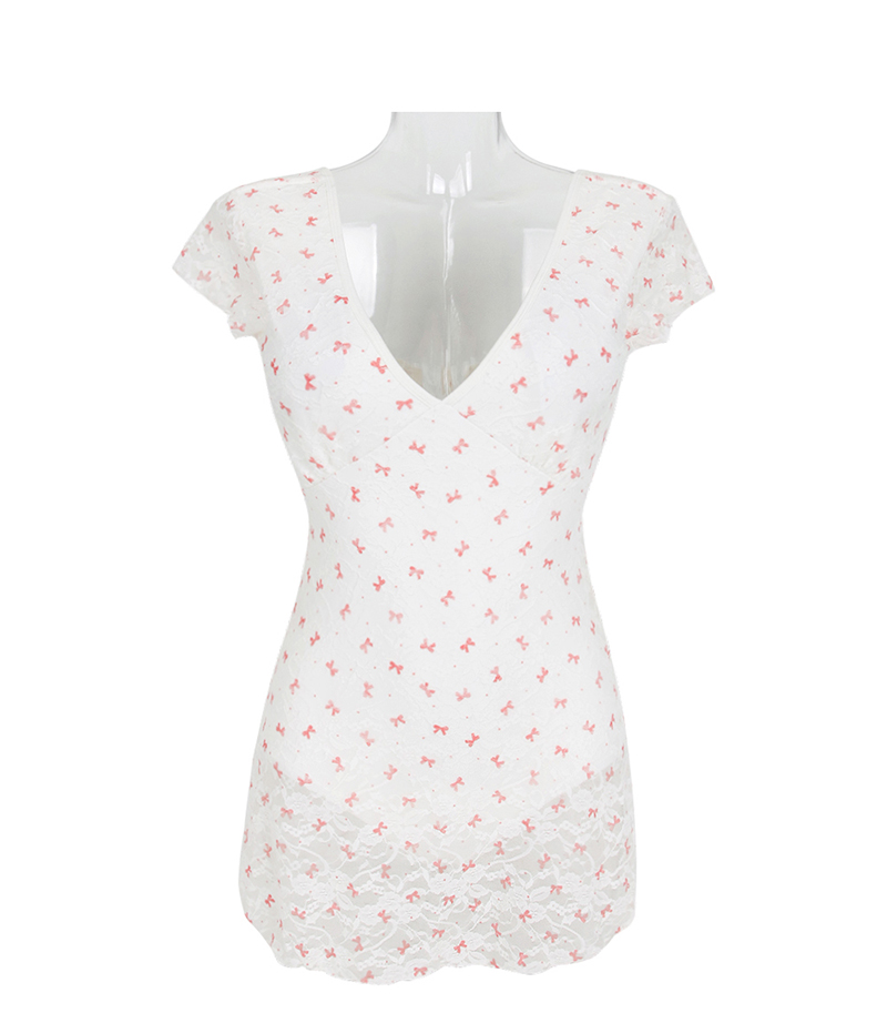 V-Neck Bow Tie Dress with Exposed Waist - Korean Style Dongdaemun Inspired Swimwear Dress for Summer Fashion