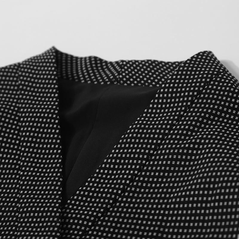 V-Neck Hidden Button Puffed Sleeve Plaid Mid-Length Coat Dress for Women – European Style, British Temperament, Spring & Autumn Fashion