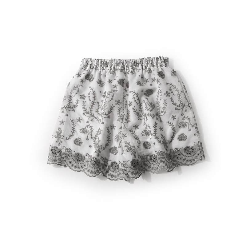 V-neck Hollow Embroidery Top with Elastic Waist Lace Trim Shorts Set for Women - 2025 Summer Fashion, European Style