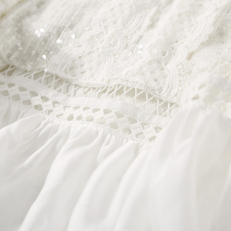 V-Neck Sequin Hollow Lace Casual Top for Women - Summer Fashion, Versatile Loose Fit, European Style, Perfect for 90s Y2K Looks V-Neck Sequin Hollow Lace Casual Top for Women - Summer Fashion, Versatile Loose Fit, European Style, Perfect for 90s Y2K Looks