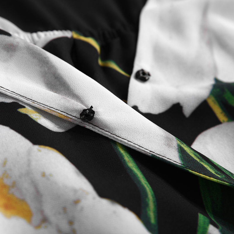 V-Neck Tied Pleated Split Irregular Printed Color Dress - Summer Women's Fashion, 90s Inspired, Trendy European Style