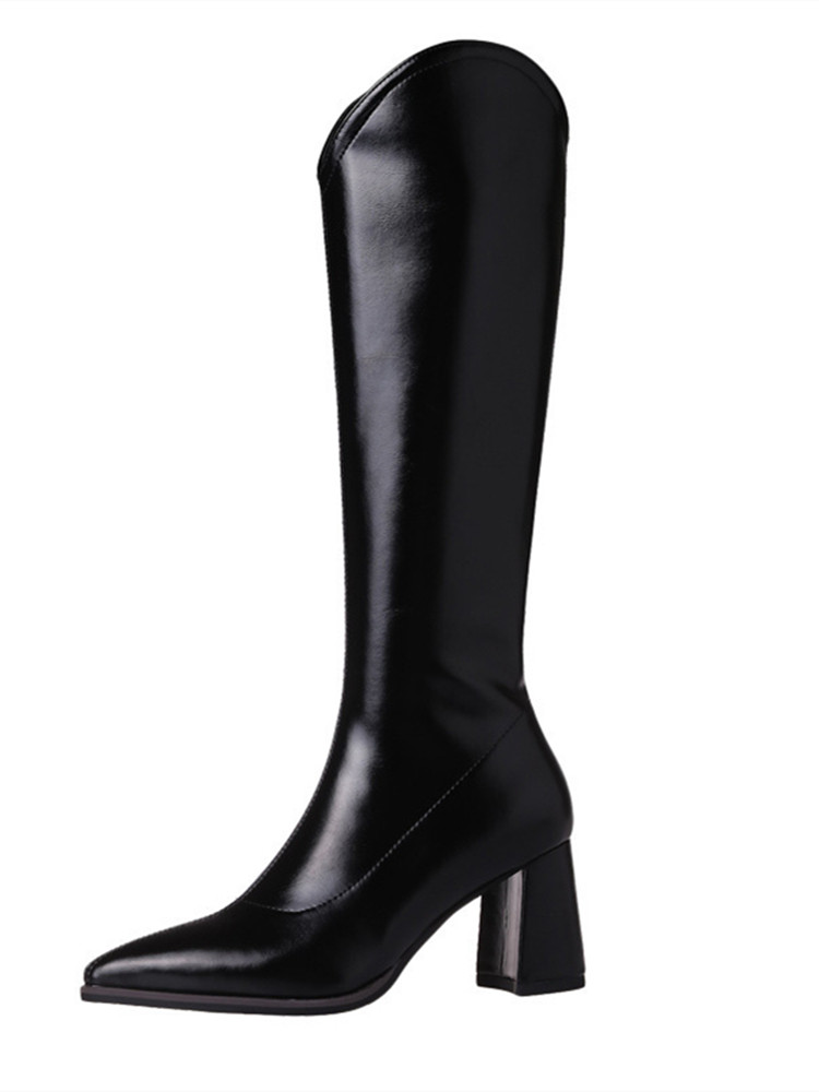 V-Shaped Long Tube Boots for Women - Autumn 2025, Side Zipper, Pointed Toe, High Chunky Heel, Patent Leather Riding Boots V-Shaped Long Tube Boots for Women - Autumn 2025, Side Zipper, Pointed Toe, High Chunky Heel, Patent Leather Riding Boots