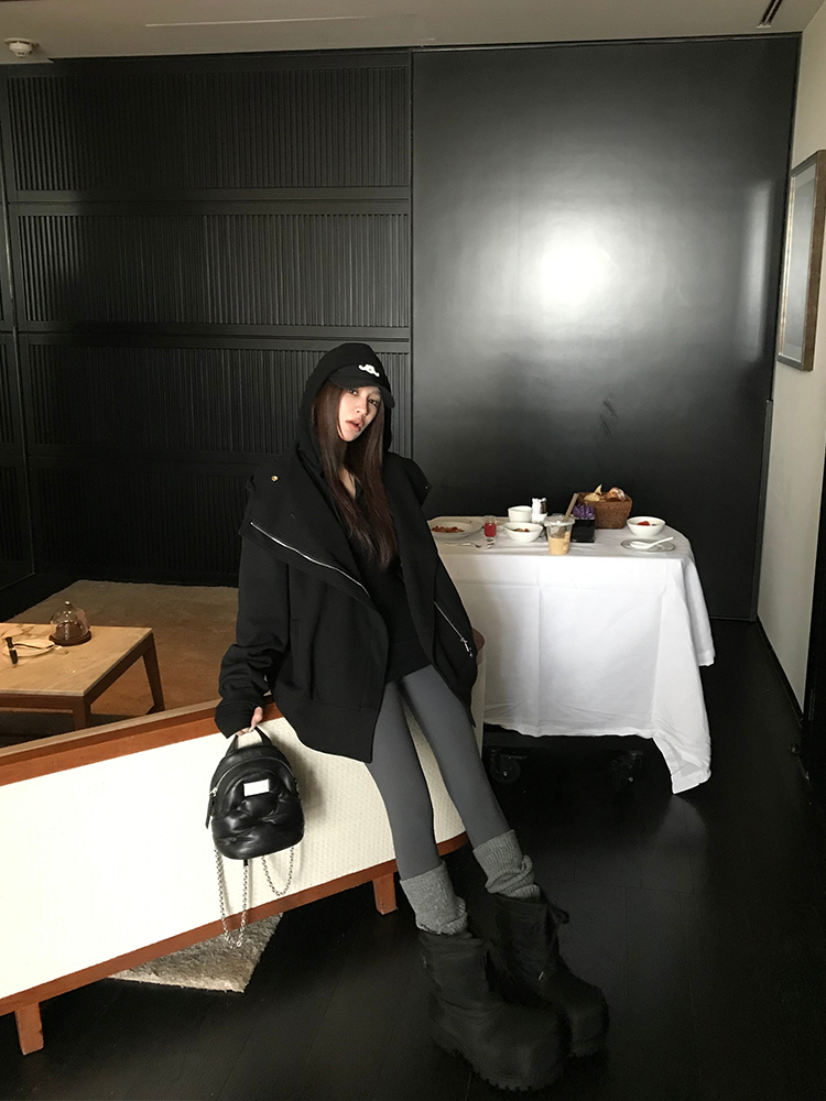 Versatile Asymmetrical Zipper Hooded Cardigan Sweatshirt with Lapel - Trendy Weekend Style for Casual Outfits