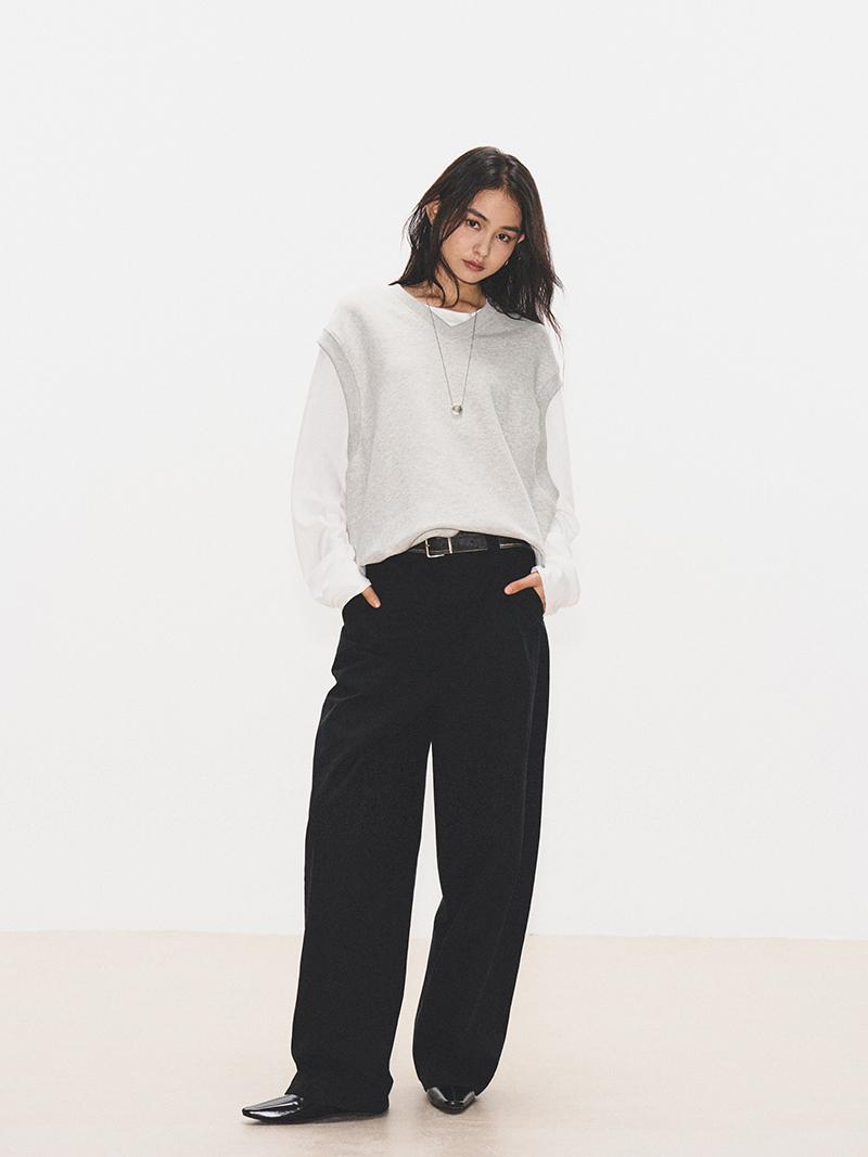 Versatile Gray V-Neck Fleece Vest - Autumn 2025 Sleeveless Layering Top for Casual Style