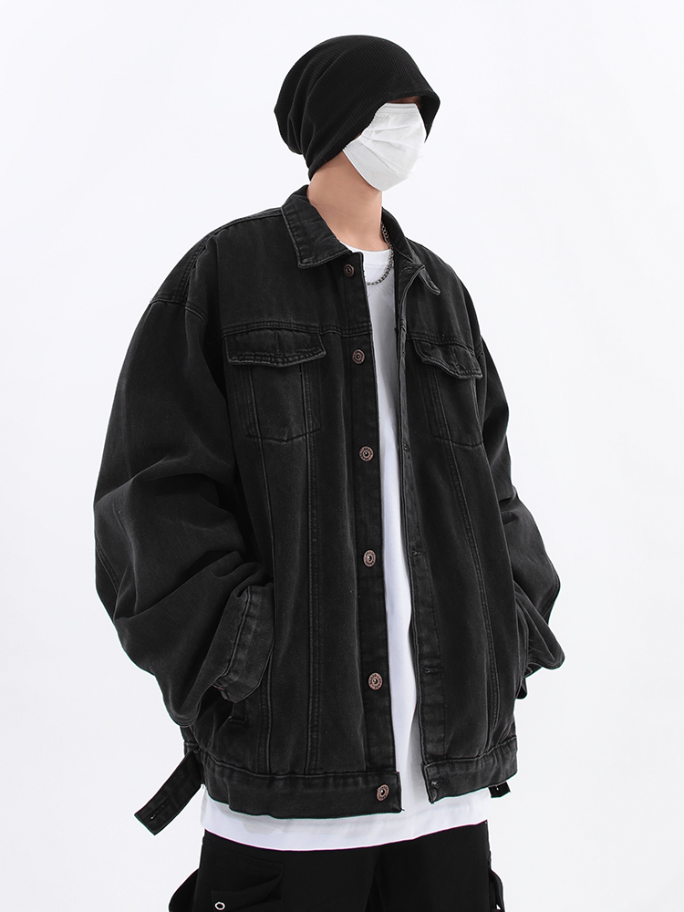 Versatile Korean Retro High Street Washed Loose Fit Denim Jacket - Unisex Slimming Style for Men and Women