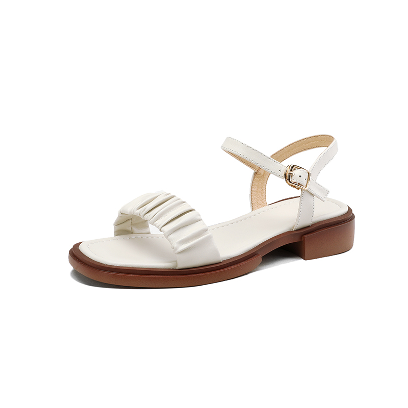 Versatile Retro Open-Toe Flat Sandals for Women - Wrinkled Summer Square Toe Roman Style in Large Sizes 41-43 Versatile Retro Open-Toe Flat Sandals for Women - Wrinkled Summer Square Toe Roman Style in Large Sizes 41-43