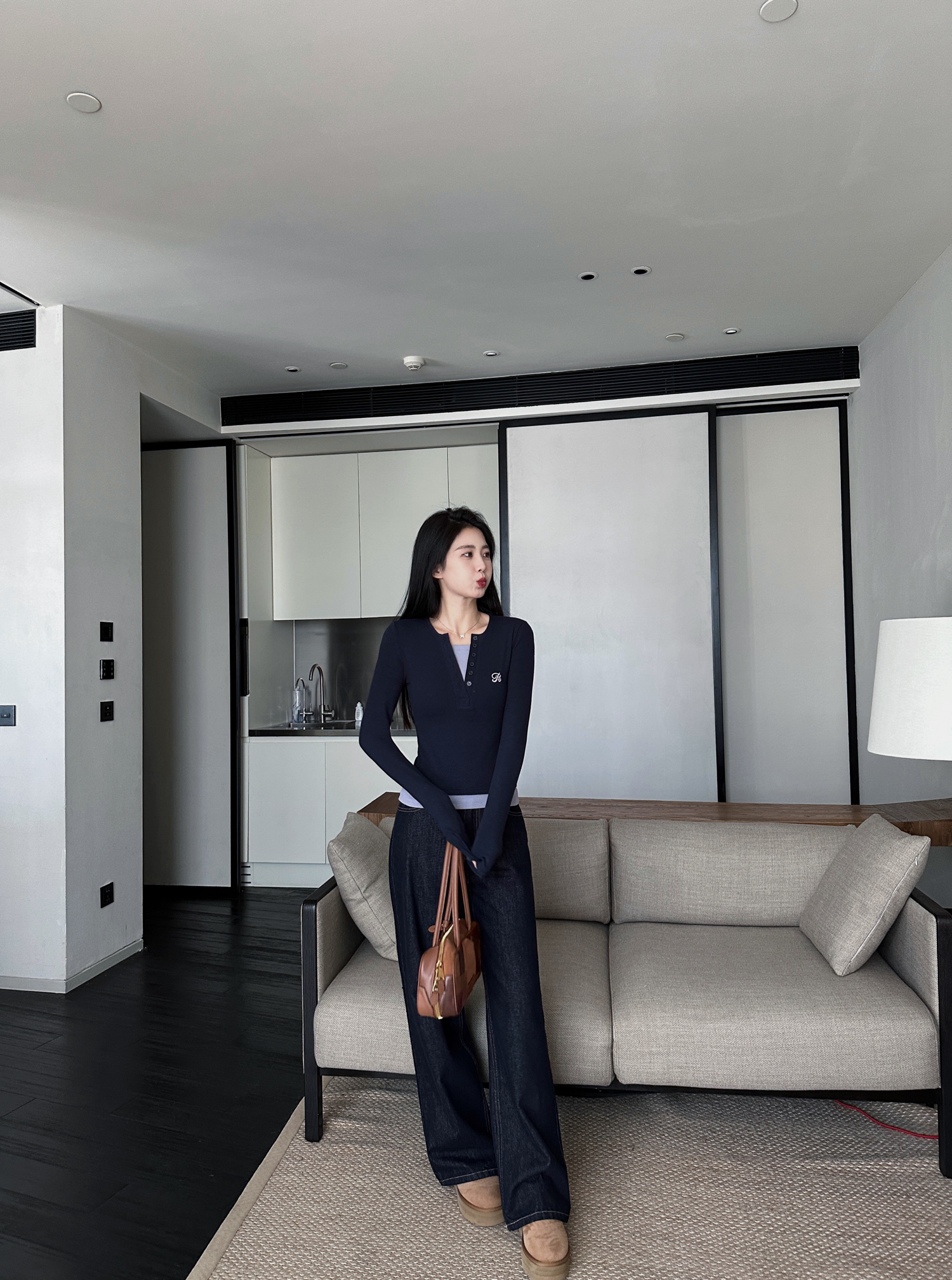 Versatile Slim-Fit Long Sleeve Shirt - 3-Color Embroidered Contrasting Shoulder Faux Two-Piece Design Versatile Slim-Fit Long Sleeve Shirt - 3-Color Embroidered Contrasting Shoulder Faux Two-Piece Design