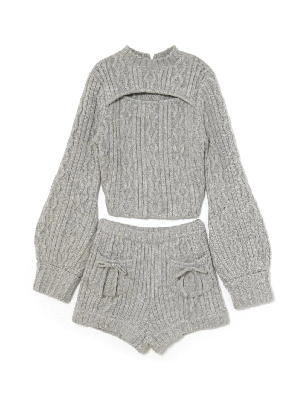 Versatile Sweet Pullover Tie-Knit Top and Shorts Set, Japanese Style, Autumn Winter Fashion, Fitted Outfit for Casual Looks