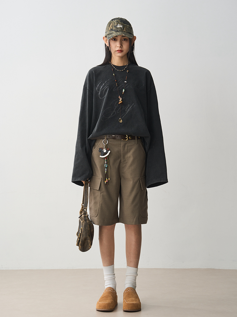 Versatile Women's Cargo Pants - Loose Straight Mid-Length Shorts with Large Pockets, Trendy Summer Style for Effortless Fashion Versatile Women's Cargo Pants - Loose Straight Mid-Length Shorts with Large Pockets, Trendy Summer Style for Effortless Fashion