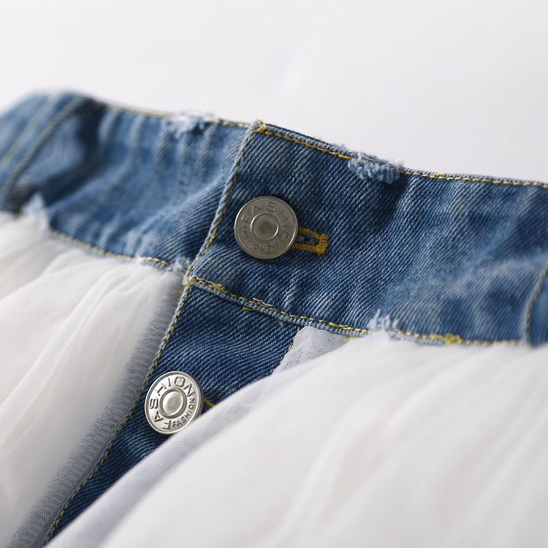 Versatile Women's Spliced Denim Mesh Fairy Tulle Skirt - Summer Mid-Length Skirt for 90s and Y2K Style Fashion Versatile Women's Spliced Denim Mesh Fairy Tulle Skirt - Summer Mid-Length Skirt for 90s and Y2K Style Fashion