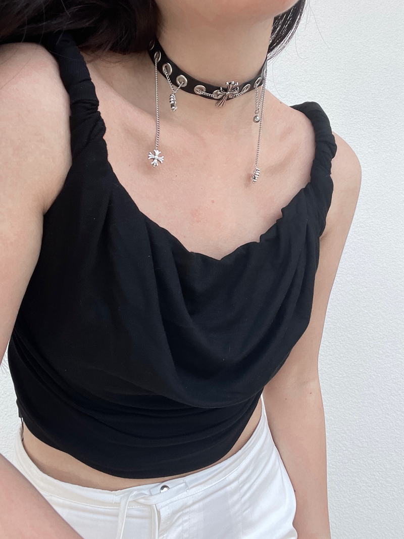 Vintage 90s Punk Black Leather Choker Necklace with Metal Accents - Subculture Heavy Industry Design Vintage 90s Punk Black Leather Choker Necklace with Metal Accents - Subculture Heavy Industry Design