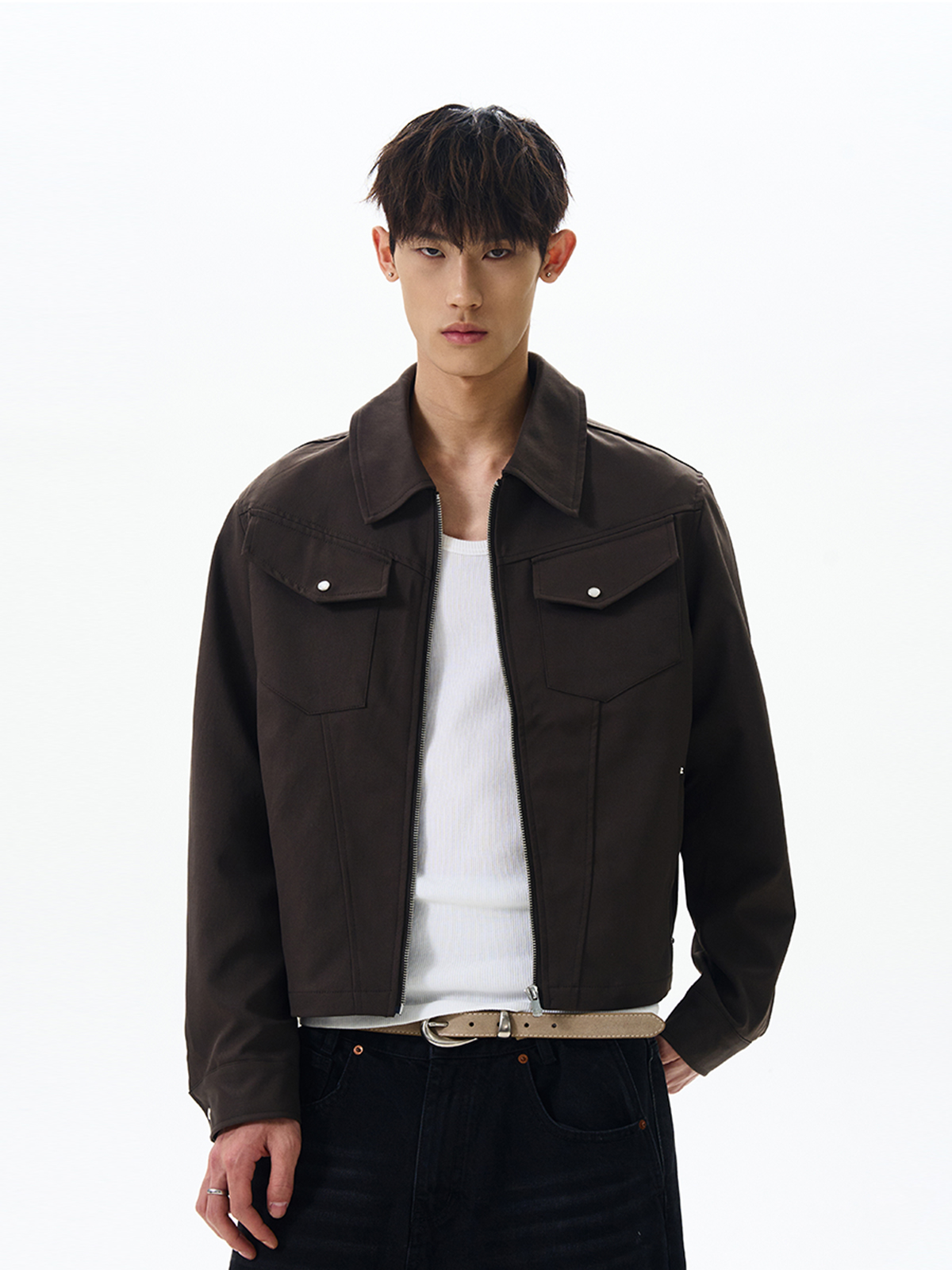 Vintage American Barn-Style Deconstructed Cardigan Jacket with Studded Details - Cleanfit Short Workwear Coat